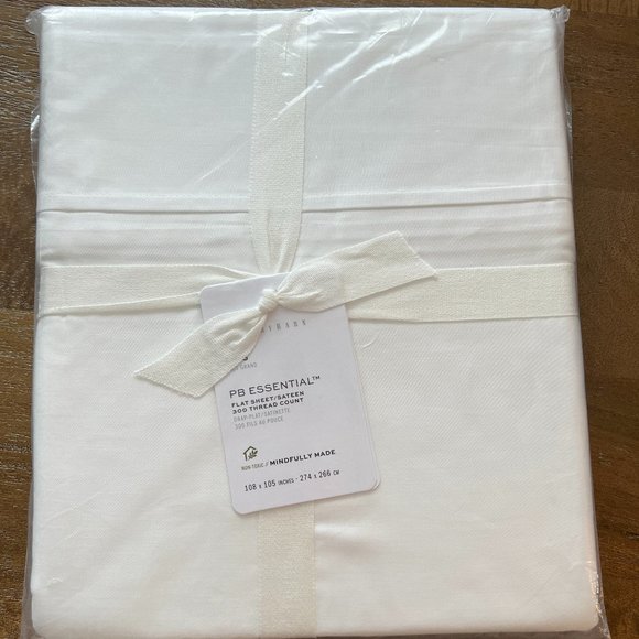 Pottery Barn Other - Pottery Barn - Essential Sateen Flat Sheet - King - White - 300 Thread Count